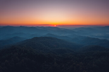 Fototapeta premium Twilight Sunset ,after sunset in the sky in the forest