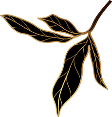 Luxury tropical gold line leaf