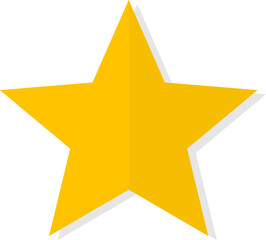 RATING ICON ONE YELLOW STARS WITH SHADOW, PNG