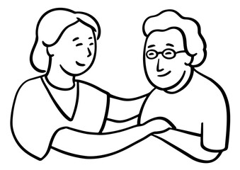 Nurse supporting a senior person