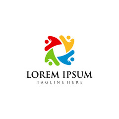 Fototapeta premium Unity or Team Work Logo Design Vector