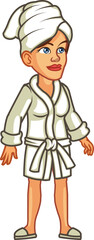 Young Woman in Pajama Bathing Robe