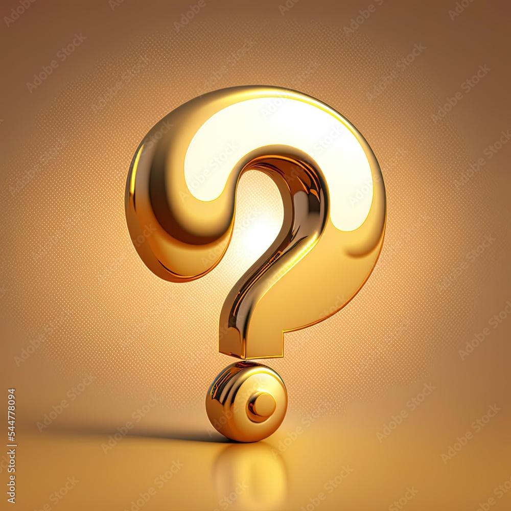 Poster gold question mark bubble icon sign or ask faq answer solution and information support illustration 