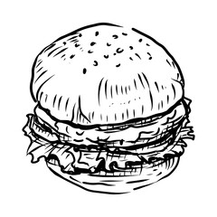 Burger handdrawn illustration match for your store or product