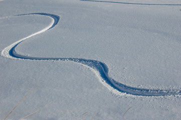 Traces of skis in off-piste