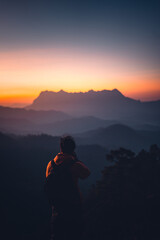 Obraz premium Mountain sunrise,Mountain scenery and early morning light
