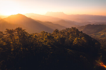Mountain sunrise,Mountain scenery and early morning light