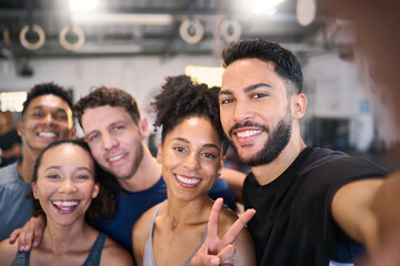 Happy, friends and portrait smile for selfie together in joyful happiness, moments or memories....