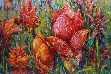 hand painted  original impressionism masterpieces painter art painting oil color flower petal vegetation botanical bloom natural beauty           © Kwang Gallery