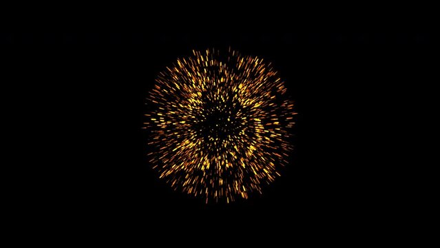 Explosion particles sparkles on black background. Explosion particles energy. 4k motion background.