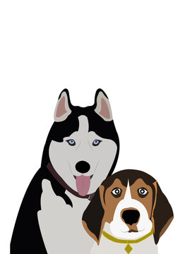 ILLUSTRATION OF DOG Beagle AND WOLF DRAWING