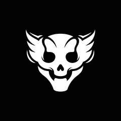 Skull with wings logo, emblem, icon, symbol, sign. Vector illustration
