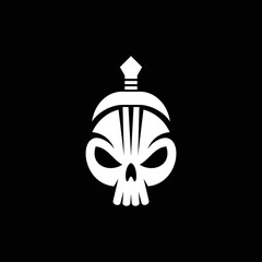 Skull with sword on head Logo Design