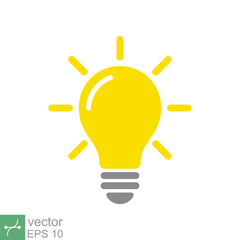 Light bulb icon. Simple flat style. glow lamp, idea, solution, inspiration, yellow lightbulb, technology concept. Vector illustration isolated on white background. EPS 10.