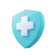 Obraz premium 3D blue shield medical protection health care concept