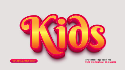 Kids 3d editable premium vector text effect	
