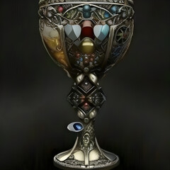 A magnificently carved goblet set with precious stones