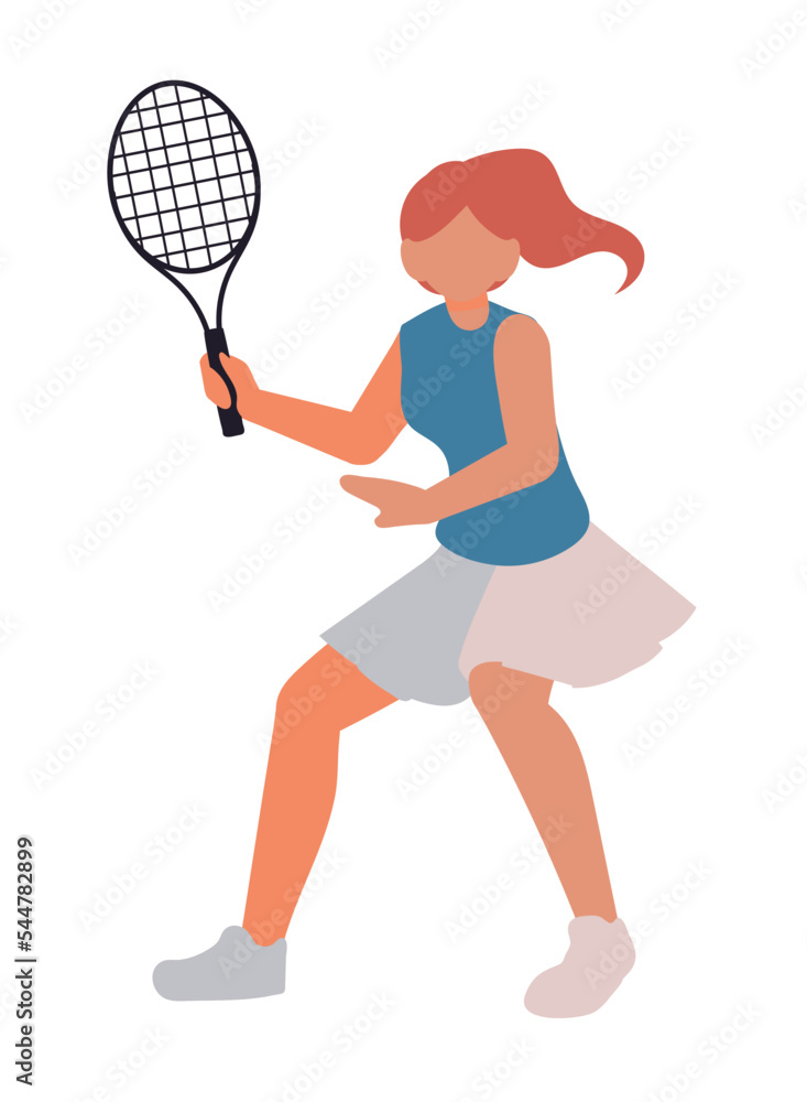 Sticker woman playing tennis