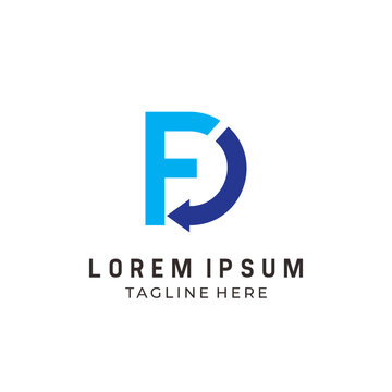 Letter D Combination F Logo, premium logo, blue logo