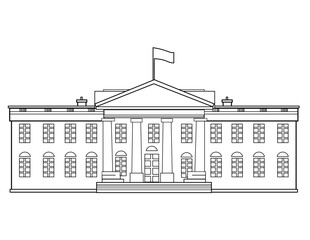 Line drawing of the White House, the official residence and workplace of the president of the United States at 1600 Pennsylvania Avenue NW Washington, DC viewed from front on isolated background.
 - 544783016