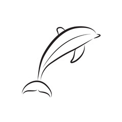 Happy dolphin jumping vector isolated on white. Bottlenose dolphin icon.