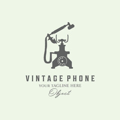 telephone vintage retro minimalist design illustration logo design or phone minimalist design vintage