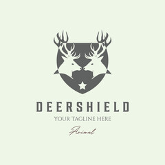 hunter deer head vintage retro minimalist design illustration logo animals