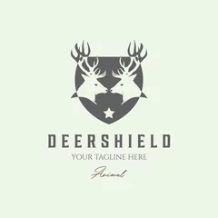 Foto op Plexiglas hunter deer head vintage retro minimalist design illustration logo animals © Hsn42