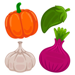 Cute Vegetables Pack Vector Illustration