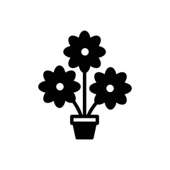 Black solid icon for flowers