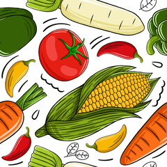 Vegetables Seamless Pattern Vector 