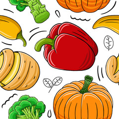 Vegetables Seamless Pattern Vector 