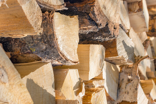 Woodpile for furnace furnace. The concept of the energy gas crisis in Europe.