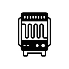 Black solid icon for heater