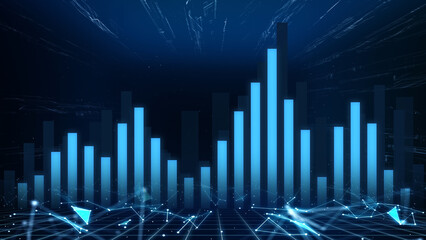 Stock Market charts and bar graphs. Increase blue line.3d rendering.