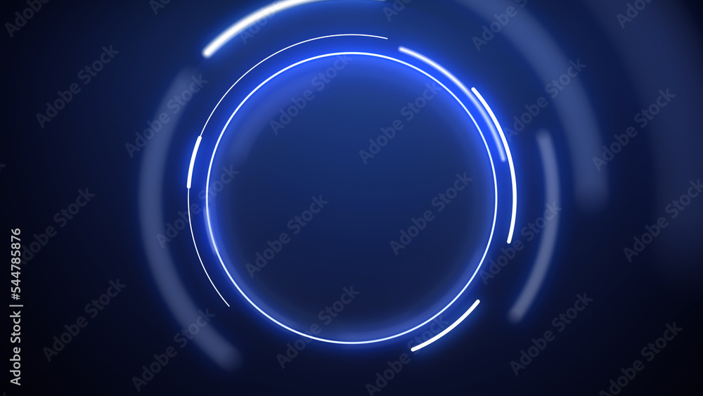Fototapete fast moving clock with spinning circle graphics on a dark blue background