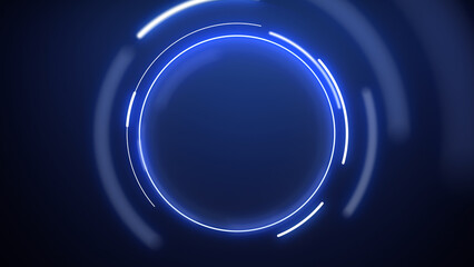 fast moving clock with spinning circle graphics on a dark blue background