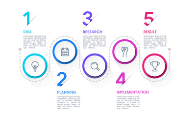 Infographic creative content process 5 steps.