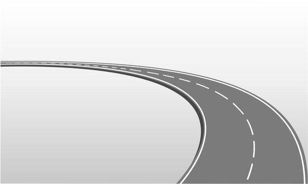 Curved road isolated on white background. Vector illustration.