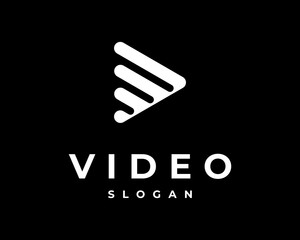 Obraz premium Play Button Video Media Player Button Modern Contemporary Line Rounded Stripe Vector Logo Design