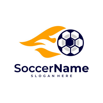 Fire Soccer logo template, Football logo design vector