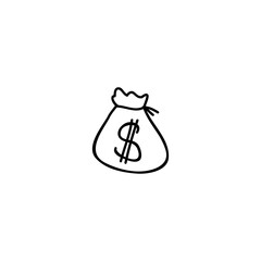 Obraz premium Hand drawn money bag icon, simple doodle icon
