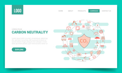 carbon neutrality concept with circle icon for website template or landing page homepage - obrazy, fototapety, plakaty