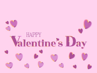 Valentine s Day banner. Greeting card for Valentine s Day with hearts on a pink background.