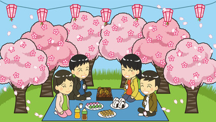 お花見イラスト