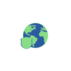 Shield with world globe icon isolated on white background