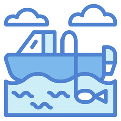 fishing boat two tone icon style