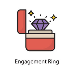 Engagement Ring Vector Filled Outline Icon Design illustration. Love Symbol on White background EPS 10 File