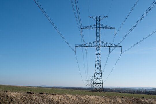 Tower of 400 kV power transmission lines of the Czech transmission system.