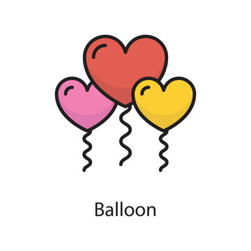 Balloon  Vector Filled Outline Icon Design illustration. Love Symbol on White background EPS 10 File